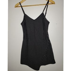 Junior skirt romper size L in black with white stripes